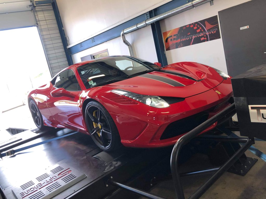 Reprogrammation moteur Lyon Ferrari sur banc de puissance